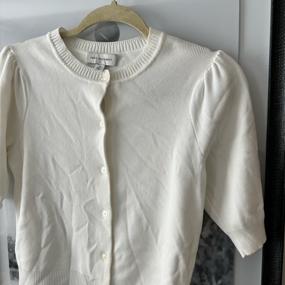 Free Assembly White Button-Up Cardigan